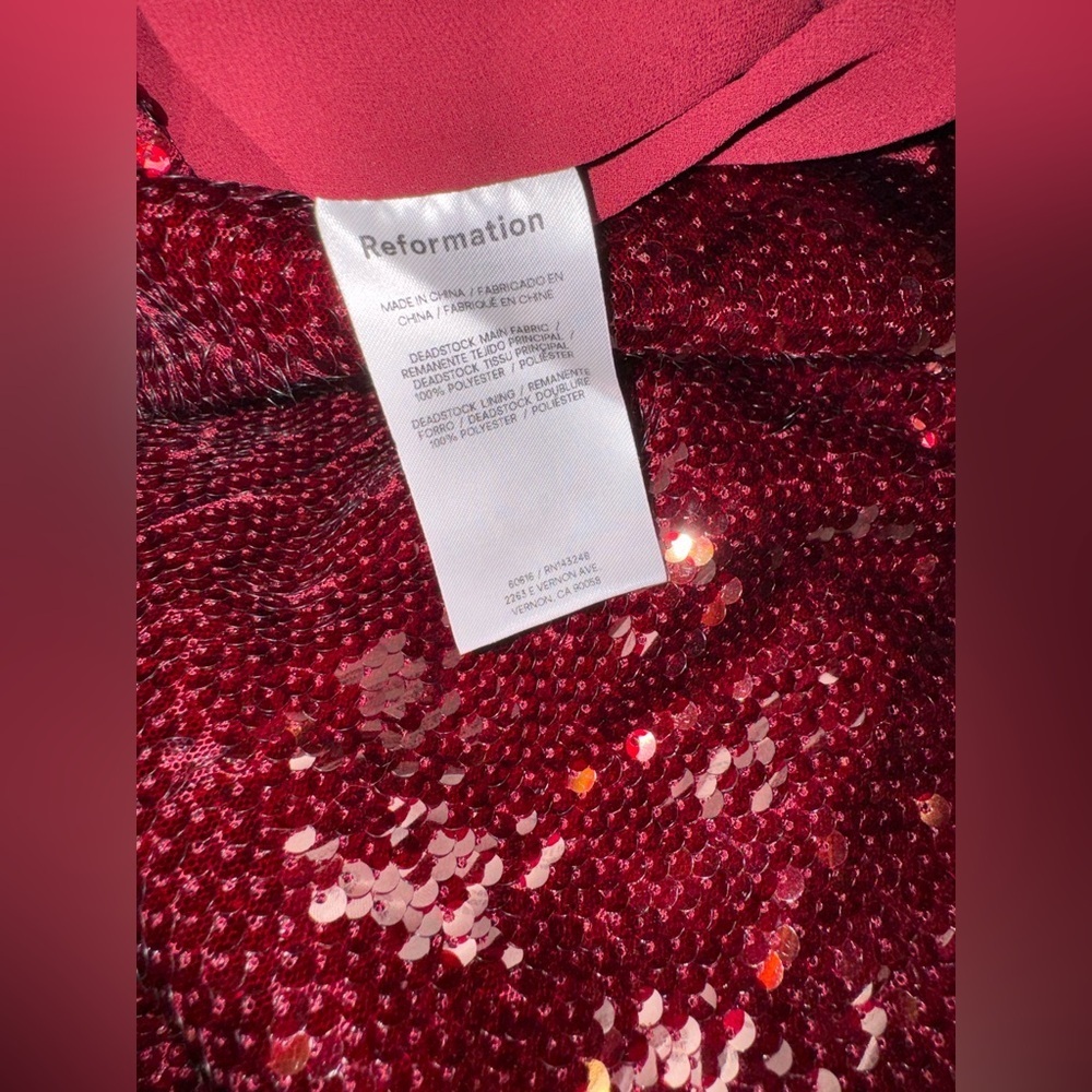 NEW Reformation Mariska Dress Chanti burgundy red Sequin tank slip dress sz 0 - Picture 7 of 8